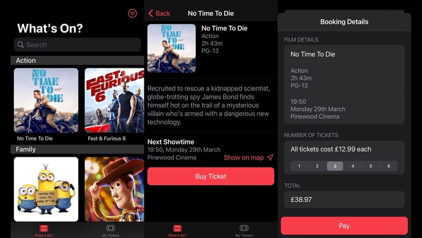 Screenshot of Deloitte Cinema Booking App project