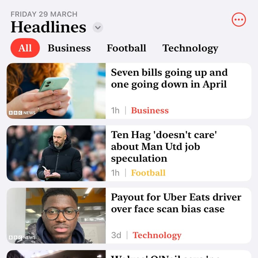 Screenshot of Headlines project
