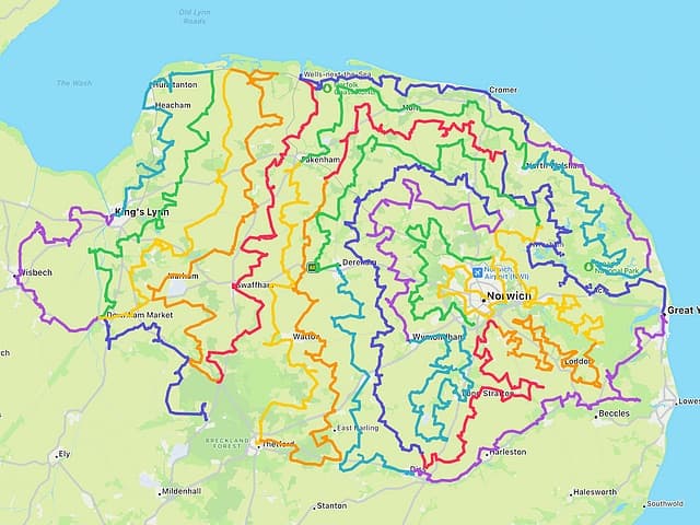 Screenshot of Norfolk Churches Cycle Route project