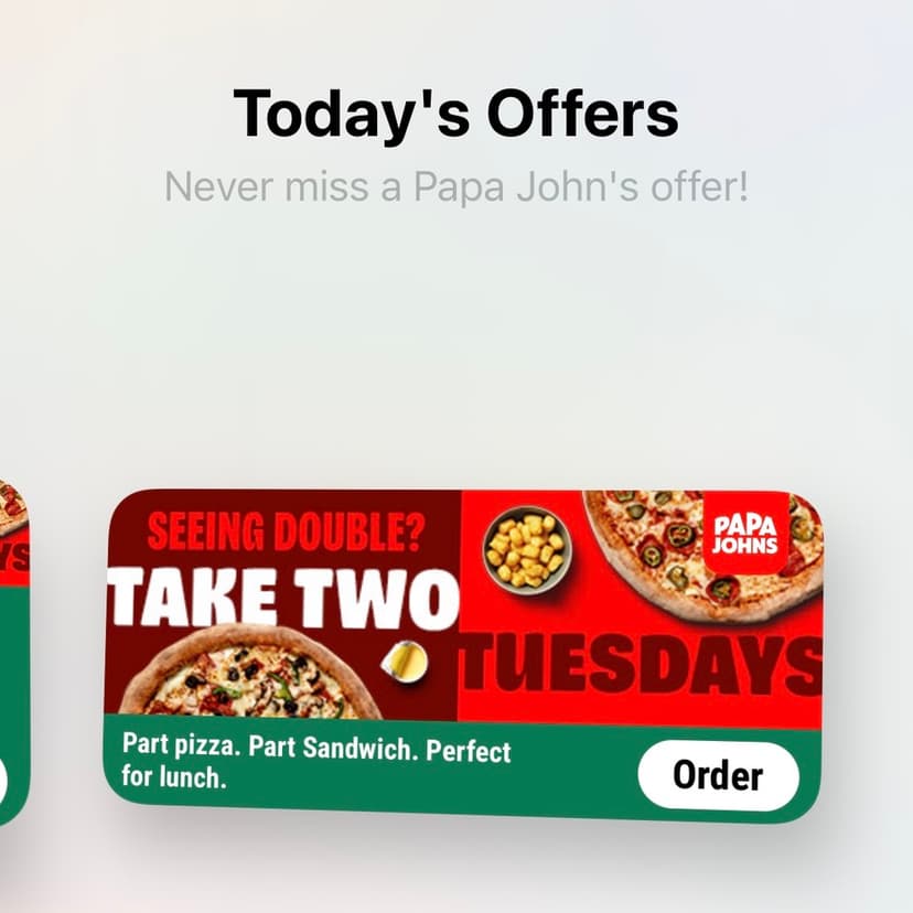 Screenshot of Papa John's Offers project