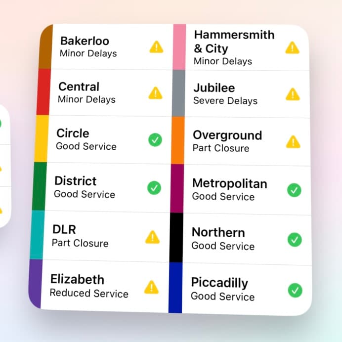 Screenshot of Tube Status project