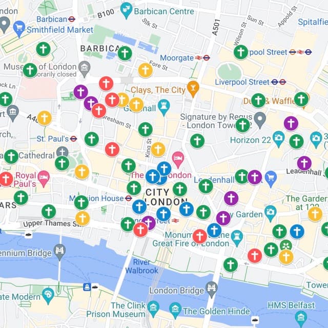 Screenshot of London Churches Map project