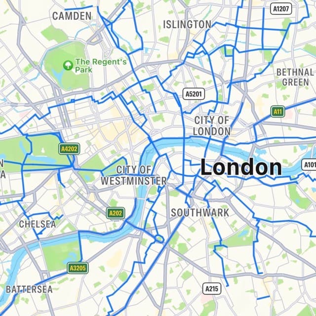 Screenshot of London Cycle Lane Map project